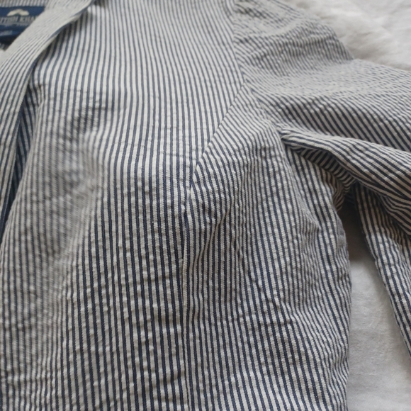 BRITISH KHAKI BLUE WHITE STRIPE SEERSUCKER COTTON BLAZER NWT SIZE MEDIUM - Picture 11 of 16